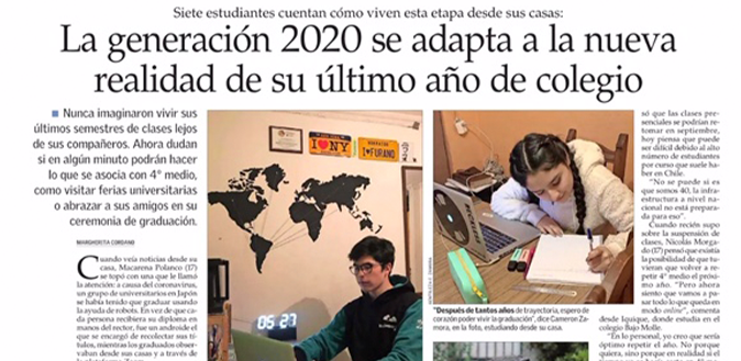 Alumnos de los colegios Almendral y Nocedal en el diario El Mercurio